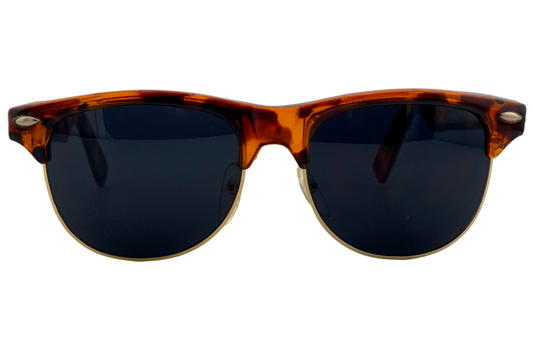 BROWN TORT/GOLD WAYFARER WITH BLACK LENSES