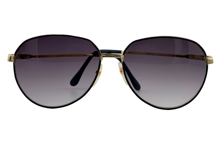 BLACK/GOLD ROUND METAL FRAME WITH GREY GRAD LENSES