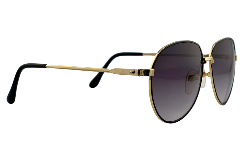 BLACK/GOLD ROUND METAL FRAME WITH GREY GRAD LENSES