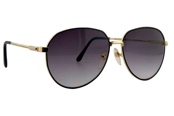 BLACK/GOLD ROUND METAL FRAME WITH GREY GRAD LENSES