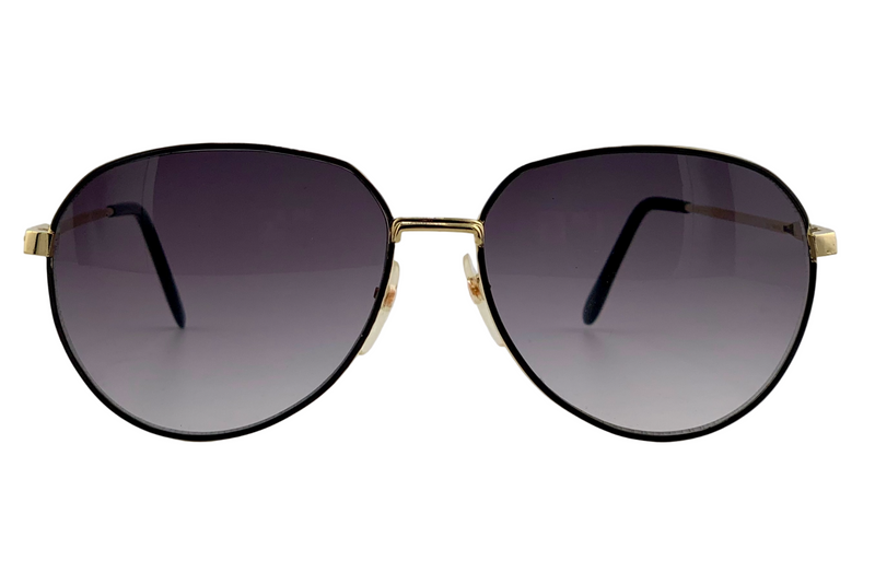 BLACK/GOLD ROUND METAL FRAME WITH GREY GRAD LENSES