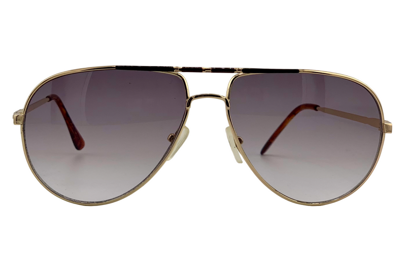 GOLD METAL AVIATOR WITH PURPLE GRAD LENSES