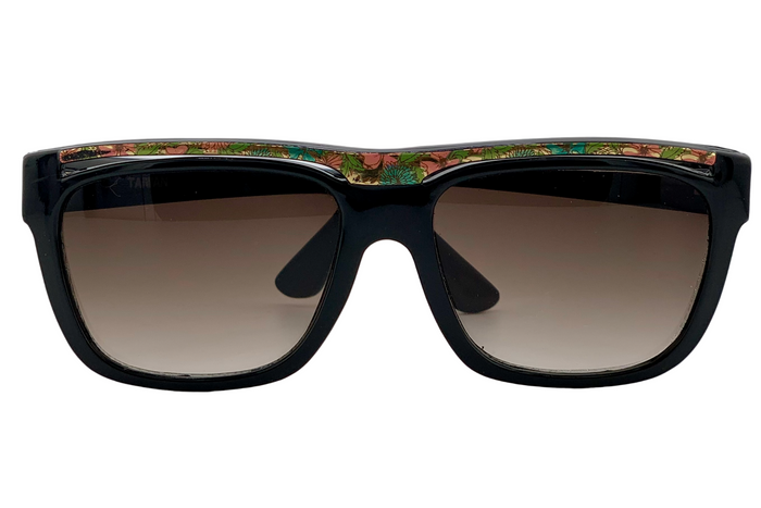 BLACK/MULTI SQUARE FRAME WITH BROWN GRAD LENSES
