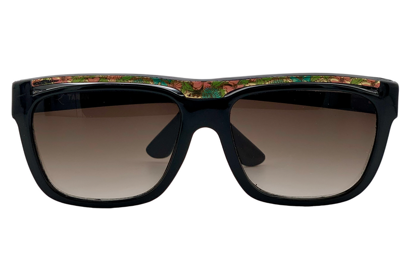 BLACK/MULTI SQUARE FRAME WITH BROWN GRAD LENSES