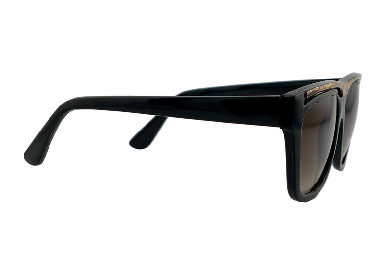 BLACK/MULTI SQUARE FRAME WITH BROWN GRAD LENSES
