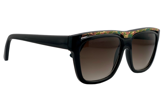 BLACK/MULTI SQUARE FRAME WITH BROWN GRAD LENSES