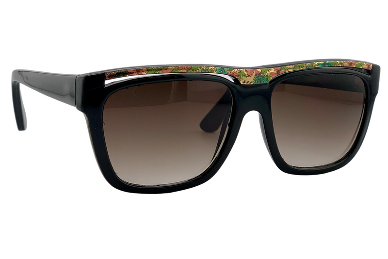 BLACK/MULTI SQUARE FRAME WITH BROWN GRAD LENSES