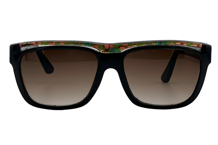 BLACK/MULTI SQUARE FRAME WITH BROWN GRAD LENSES