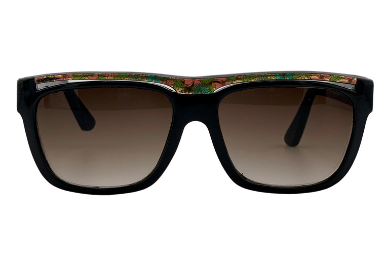 BLACK/MULTI SQUARE FRAME WITH BROWN GRAD LENSES