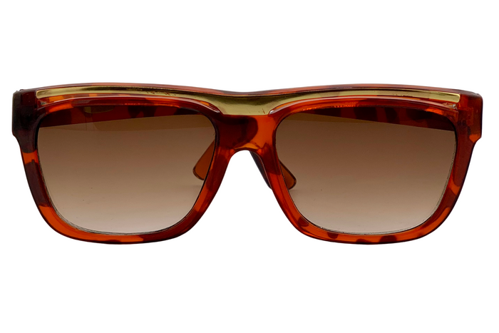 TORT/GOLD SQUARE FRAME WITH BROWN GRAD LENSES