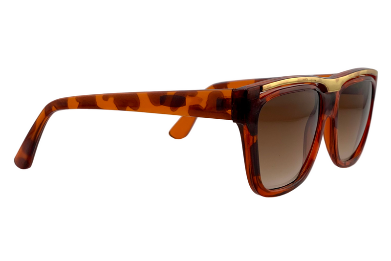 TORT/GOLD SQUARE FRAME WITH BROWN GRAD LENSES