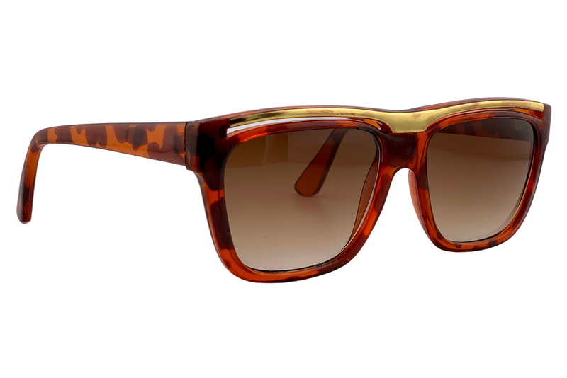 TORT/GOLD SQUARE FRAME WITH BROWN GRAD LENSES