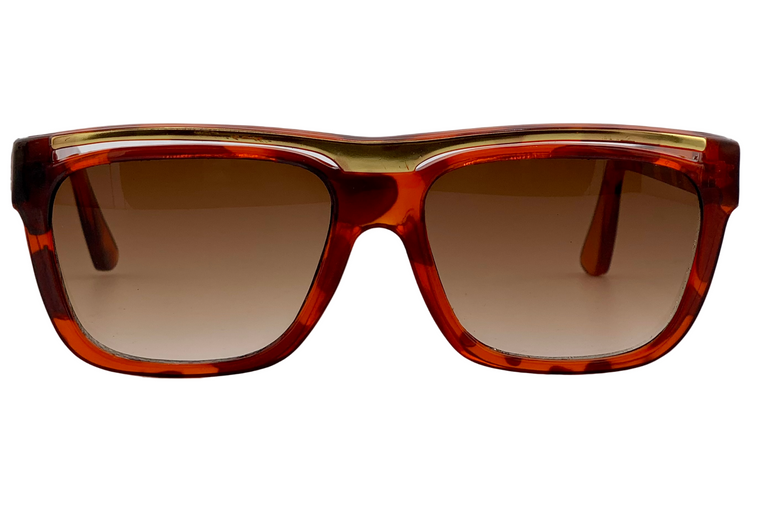 TORT/GOLD SQUARE FRAME WITH BROWN GRAD LENSES