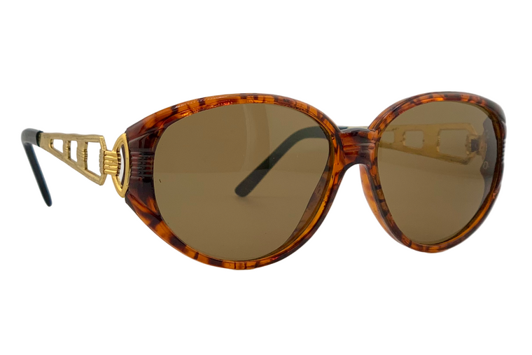 TORT/GOLD OVAL FRAME WITH BROWN LENSES