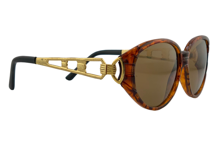 TORT/GOLD OVAL FRAME WITH BROWN LENSES