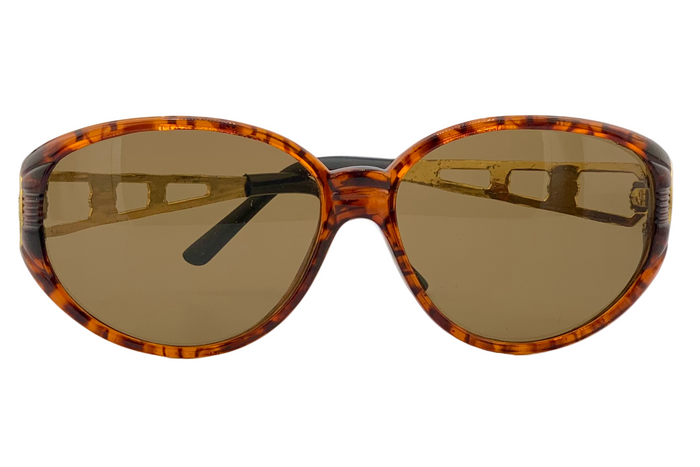 TORT/GOLD OVAL FRAME WITH BROWN LENSES