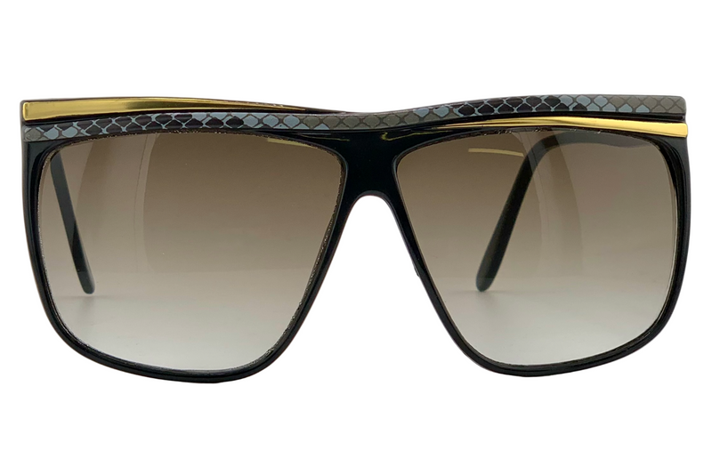 BLACK/GOLD/GREY OVERSIZED SQUARE WITH BROWN GRAD LENSES