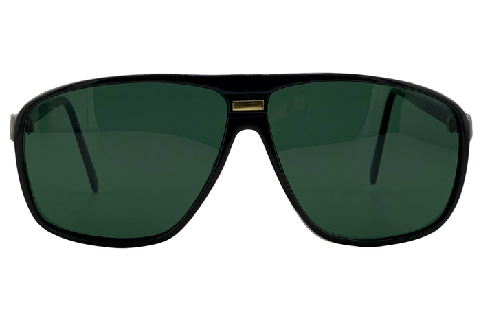 BLACK/GOLD SQUARE FRAME WITH GREEN LENSES