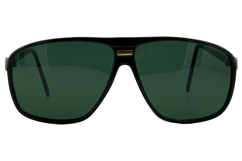 BLACK/GOLD SQUARE FRAME WITH GREEN LENSES