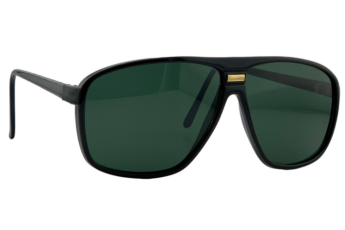 BLACK/GOLD SQUARE FRAME WITH GREEN LENSES