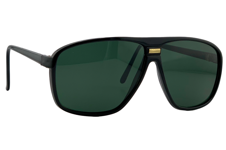 BLACK/GOLD SQUARE FRAME WITH GREEN LENSES