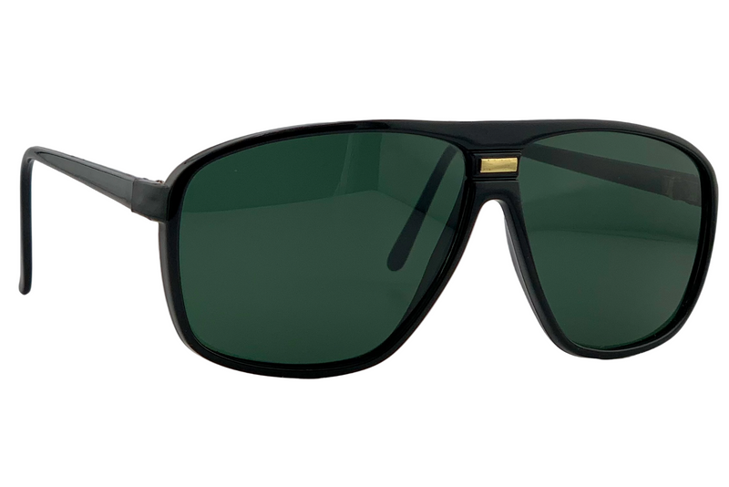 BLACK/GOLD SQUARE FRAME WITH GREEN LENSES