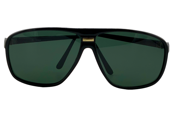 BLACK/GOLD SQUARE FRAME WITH GREEN LENSES