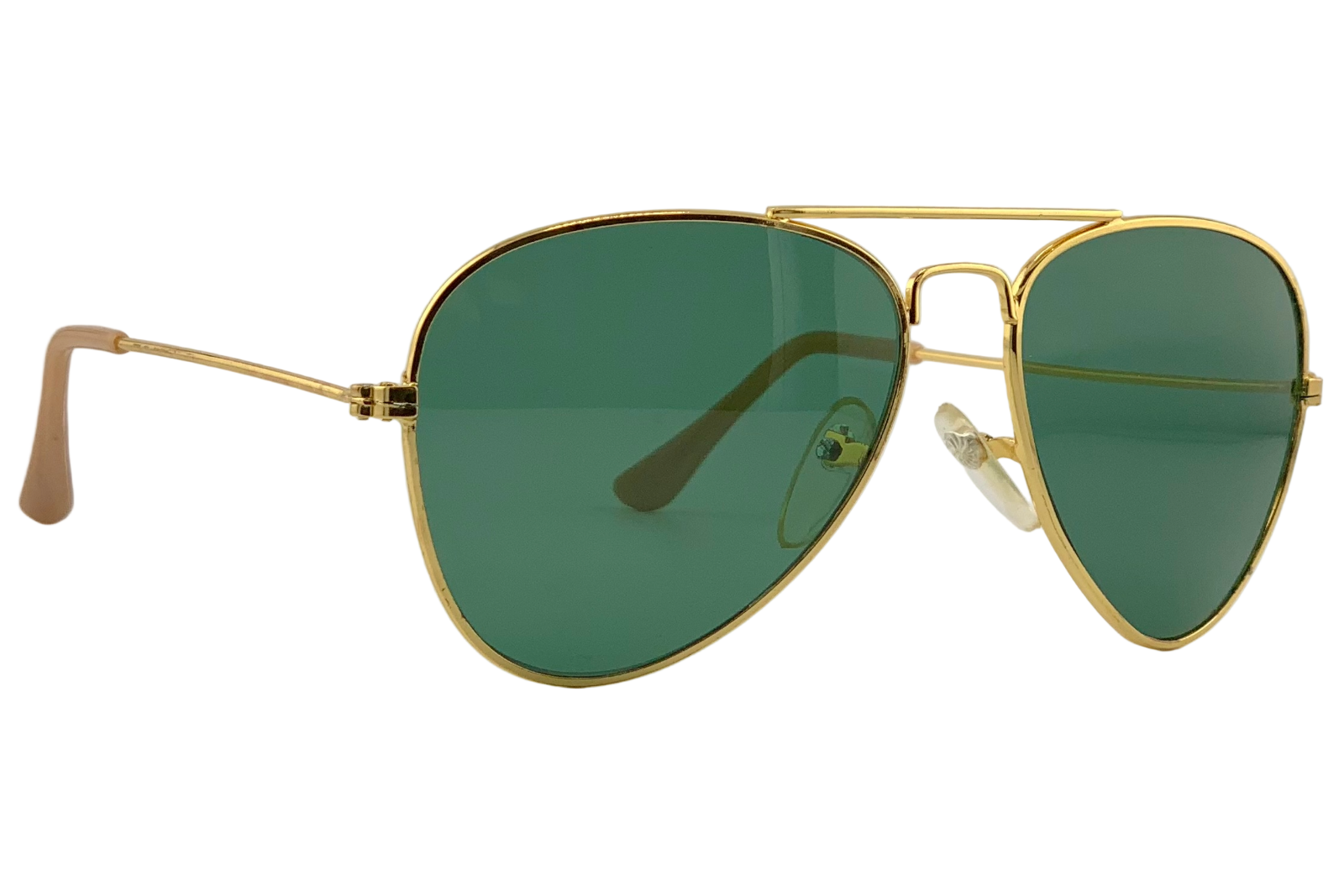 GOLD METAL AVIATOR FRAME WITH GREEN LENSES