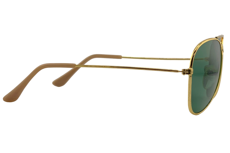 GOLD METAL AVIATOR FRAME WITH GREEN LENSES