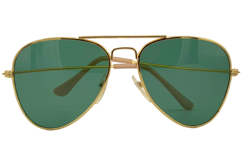 GOLD METAL AVIATOR FRAME WITH GREEN LENSES