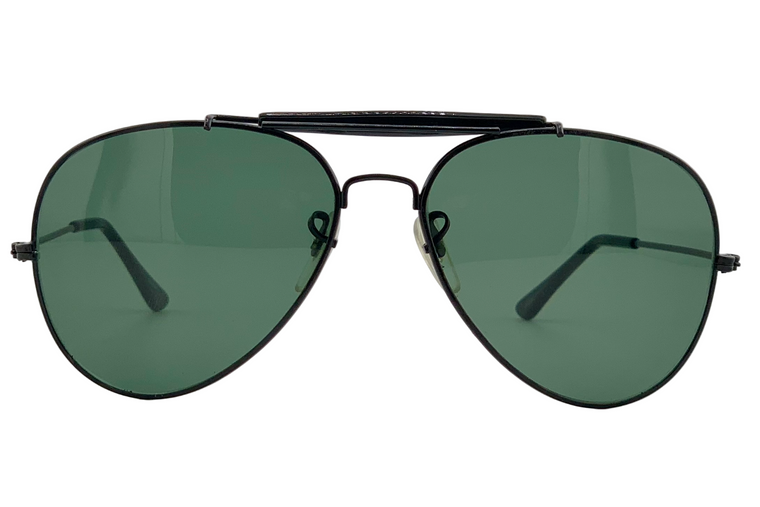 BLACK AVIATOR WITH GREEN LENSES