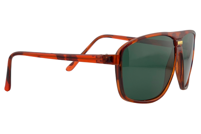 TORT/GOLD SQUARE FRAME WITH GREEN LENSES