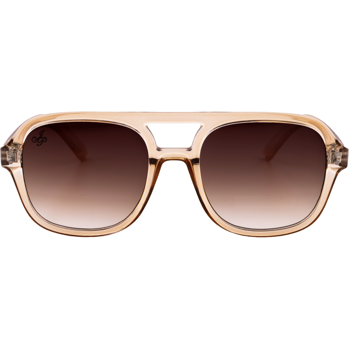 BEIGE AVIATOR WITH BROWN GRAD LENSES