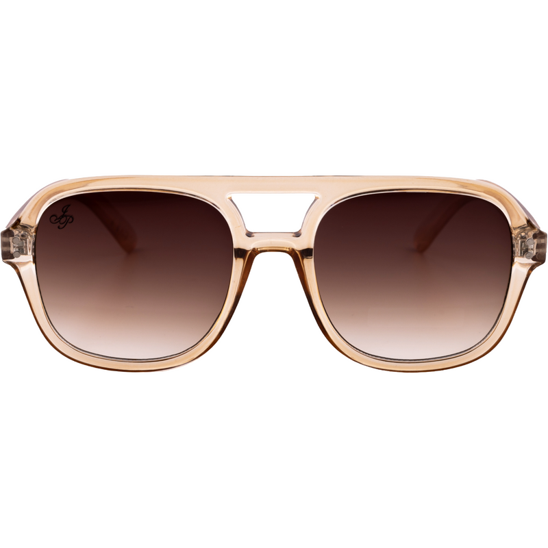 BEIGE AVIATOR WITH BROWN GRAD LENSES
