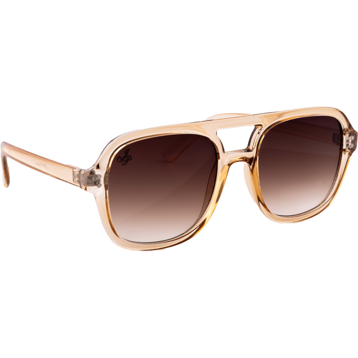 BEIGE AVIATOR WITH BROWN GRAD LENSES