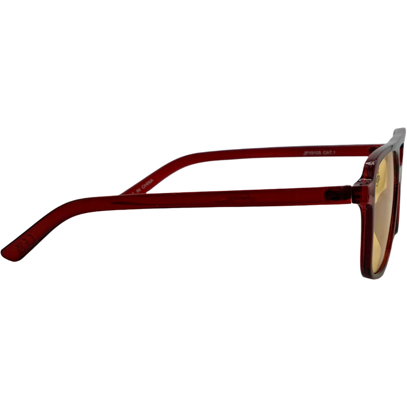 RED AVIATOR FRAME WITH YELLOW LENSES