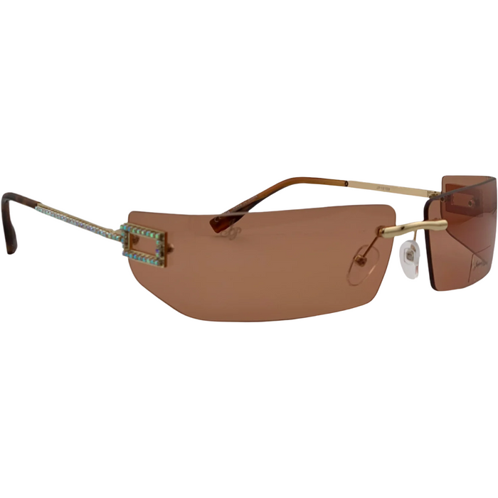 GOLD VISOR FRAME WITH ORANGE LENSES