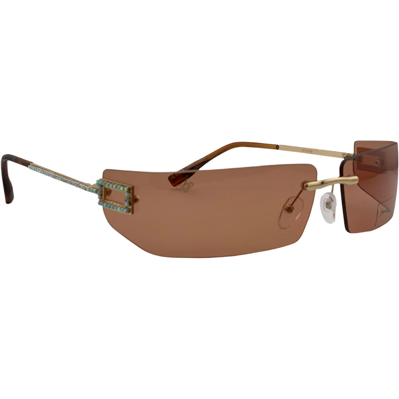 GOLD VISOR FRAME WITH ORANGE LENSES