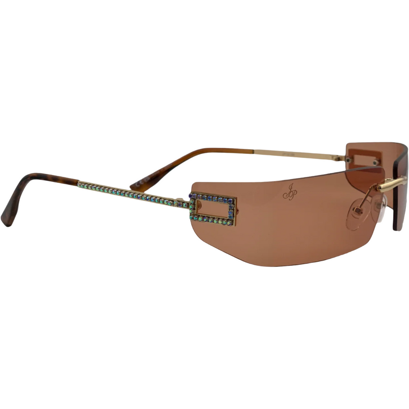 GOLD VISOR FRAME WITH ORANGE LENSES