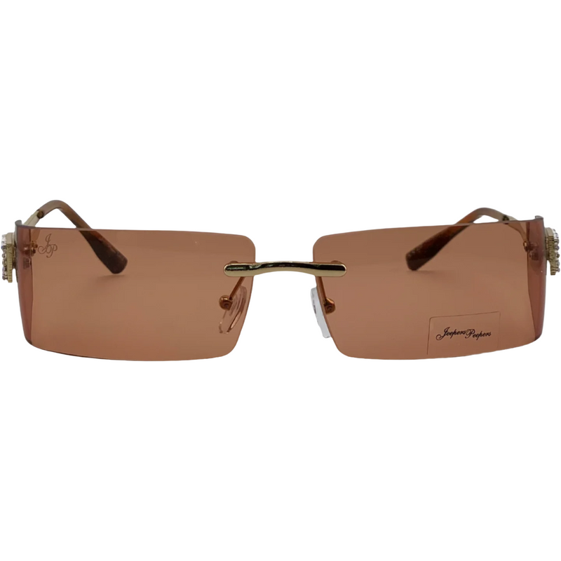 GOLD VISOR FRAME WITH ORANGE LENSES