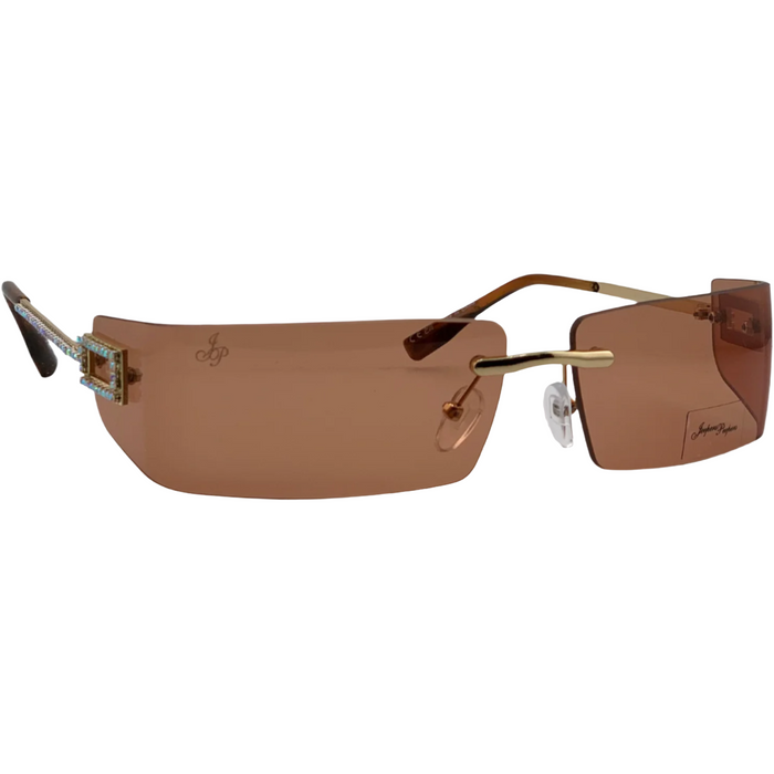 GOLD VISOR FRAME WITH ORANGE LENSES