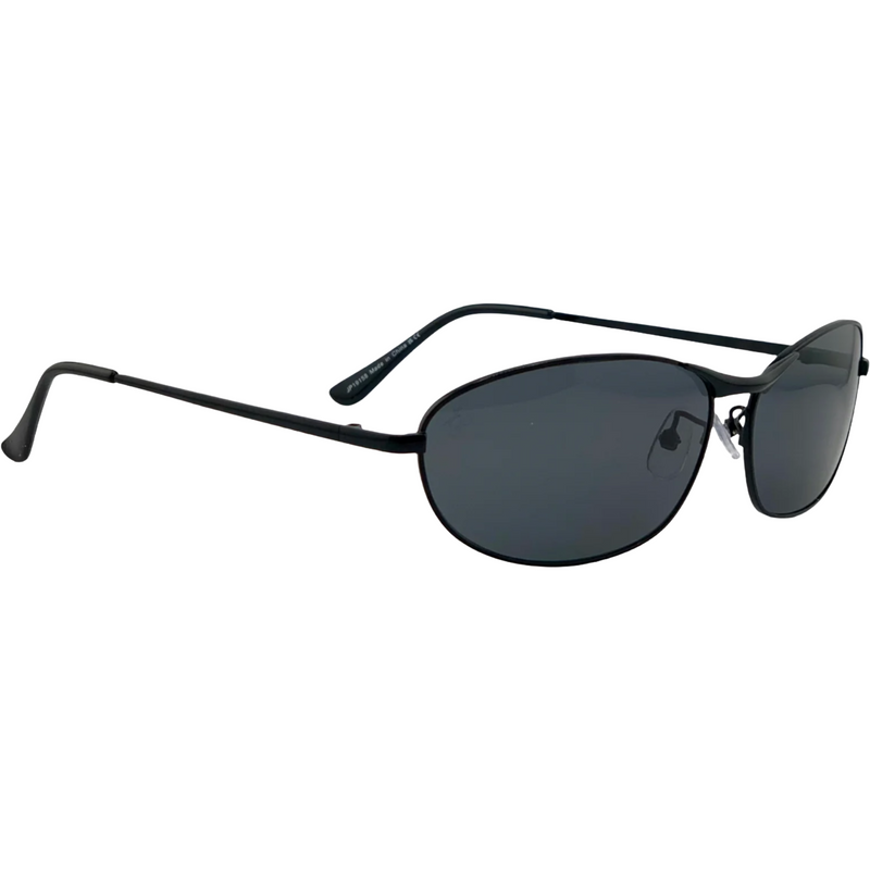 BLACK OVAL FRAME WITH BLACK LENSES