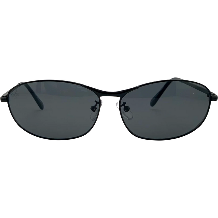 BLACK OVAL FRAME WITH BLACK LENSES