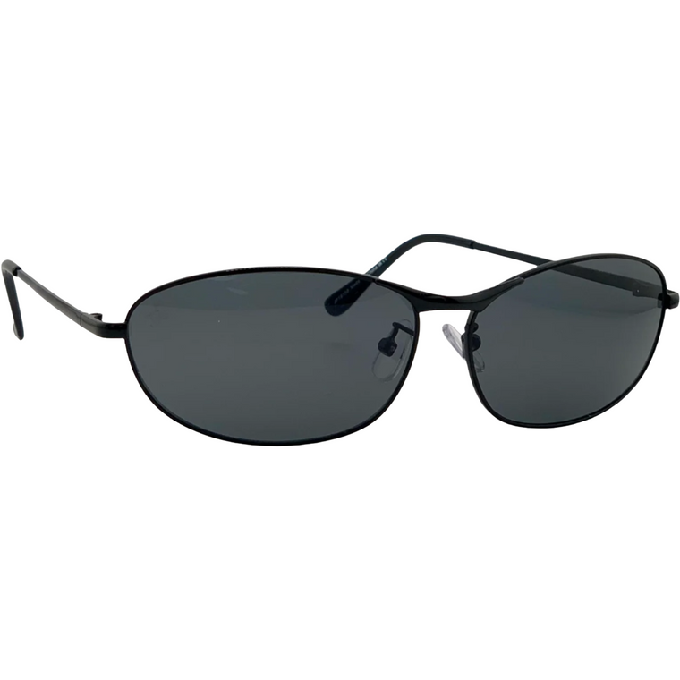 BLACK OVAL FRAME WITH BLACK LENSES