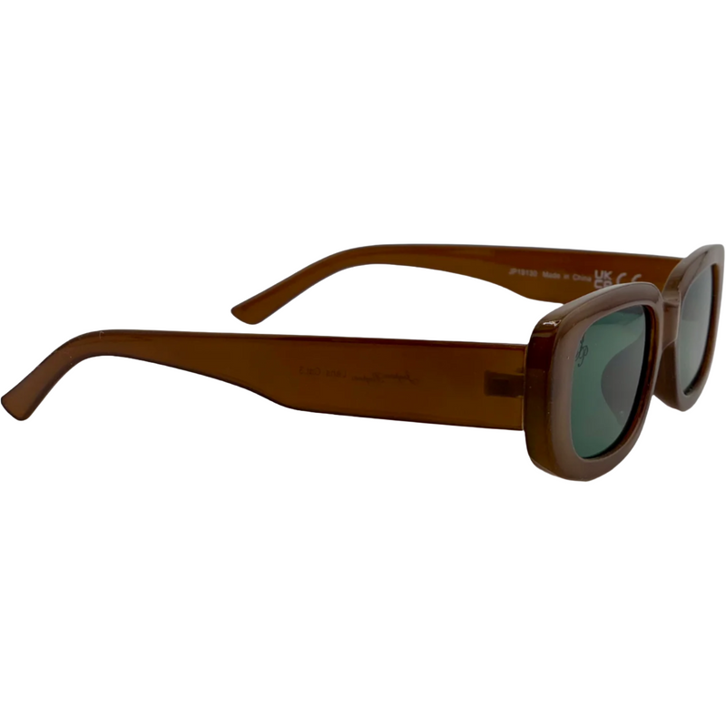 BROWN RECTANGLE FRAME WITH GREEN LENSES
