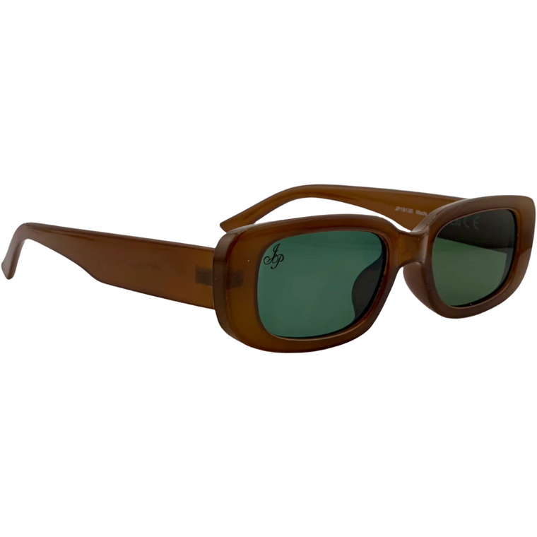 BROWN RECTANGLE FRAME WITH GREEN LENSES