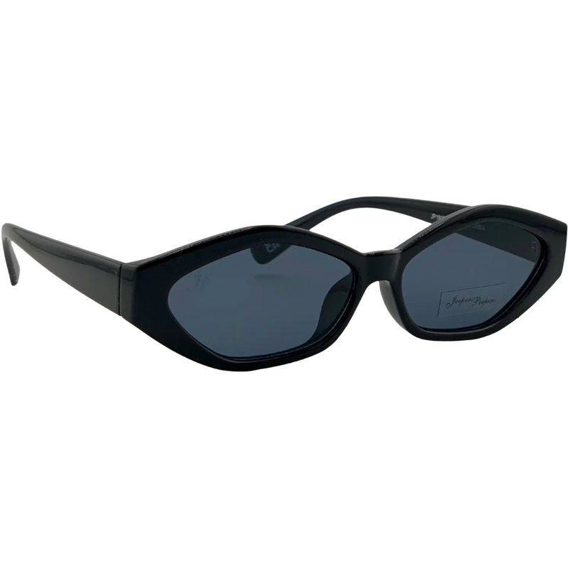 BLACK OVAL FRAME WITH GREY LENSES