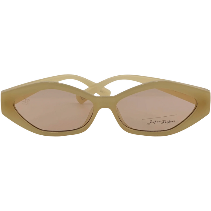 CREAM OVAL FRAME WITH LIGHT PINK LENSES