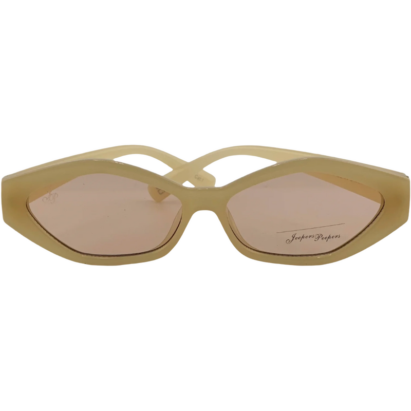 CREAM OVAL FRAME WITH LIGHT PINK LENSES