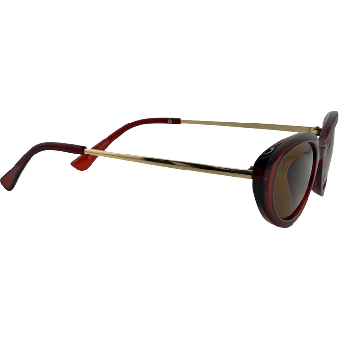 RED OVAL FRAME WITH BROWN LENSES